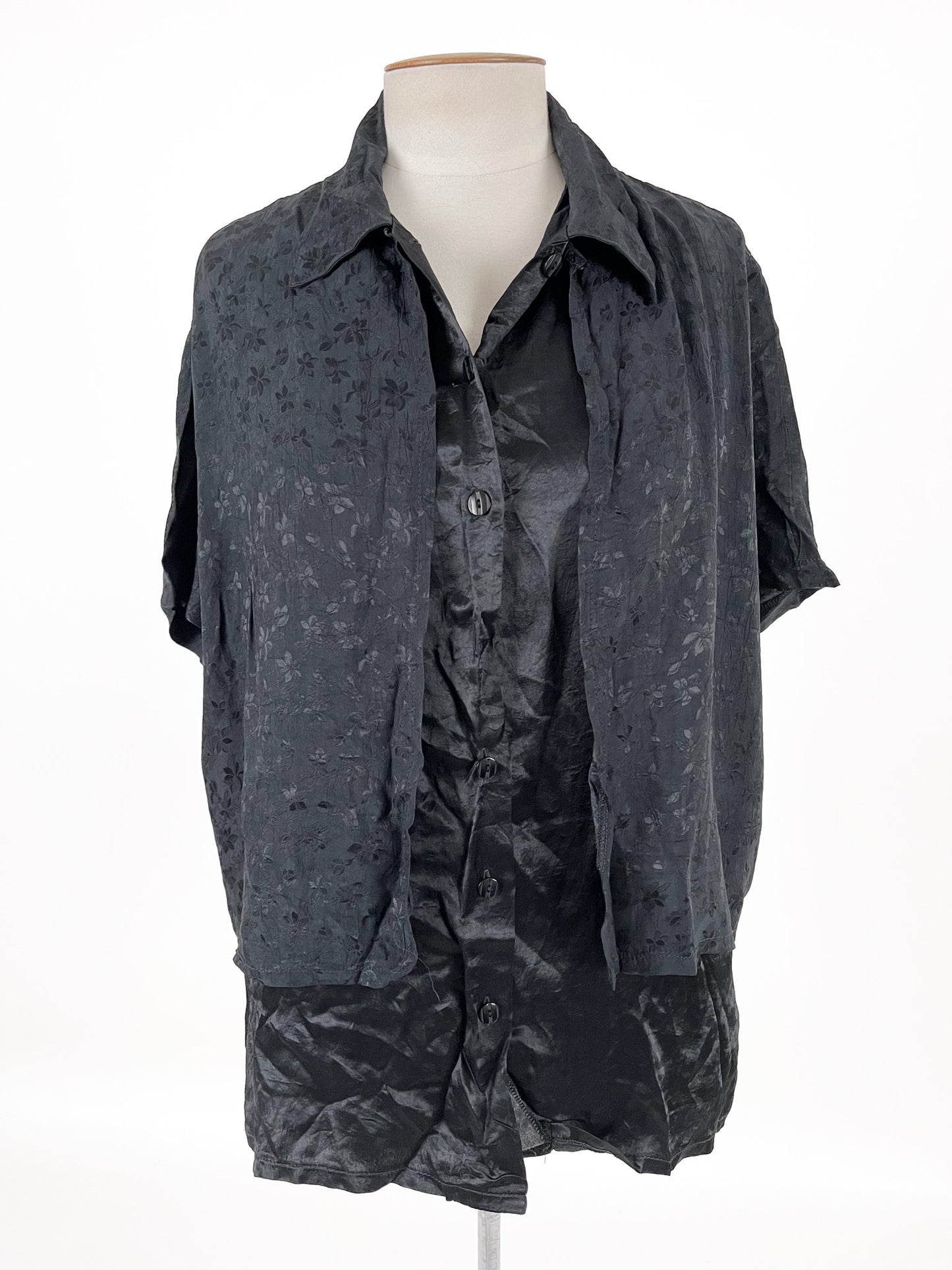 Fio | Black Workwear Top | Size 14