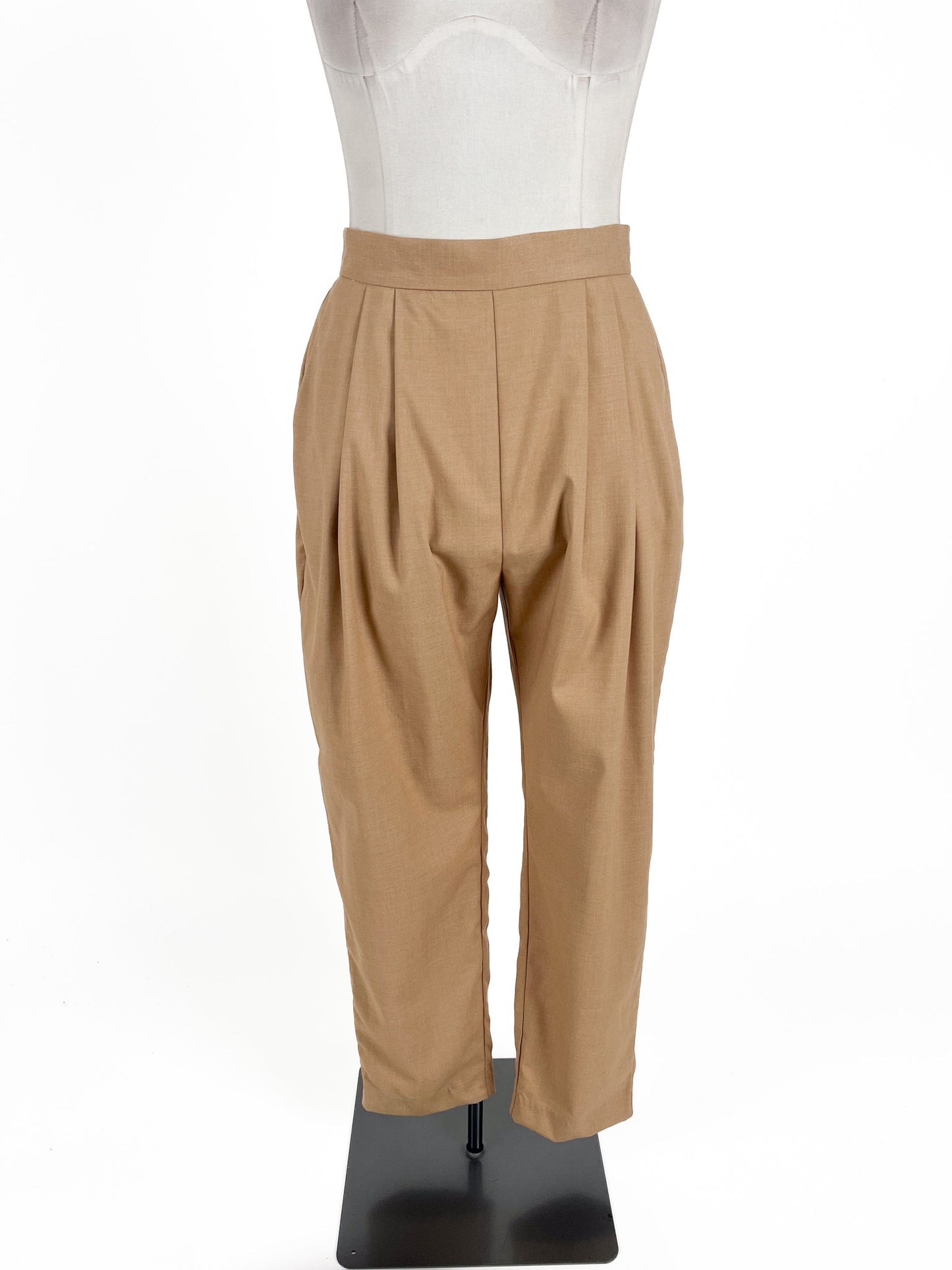 Liam | Beige High waisted Pleated Pants | Size 12