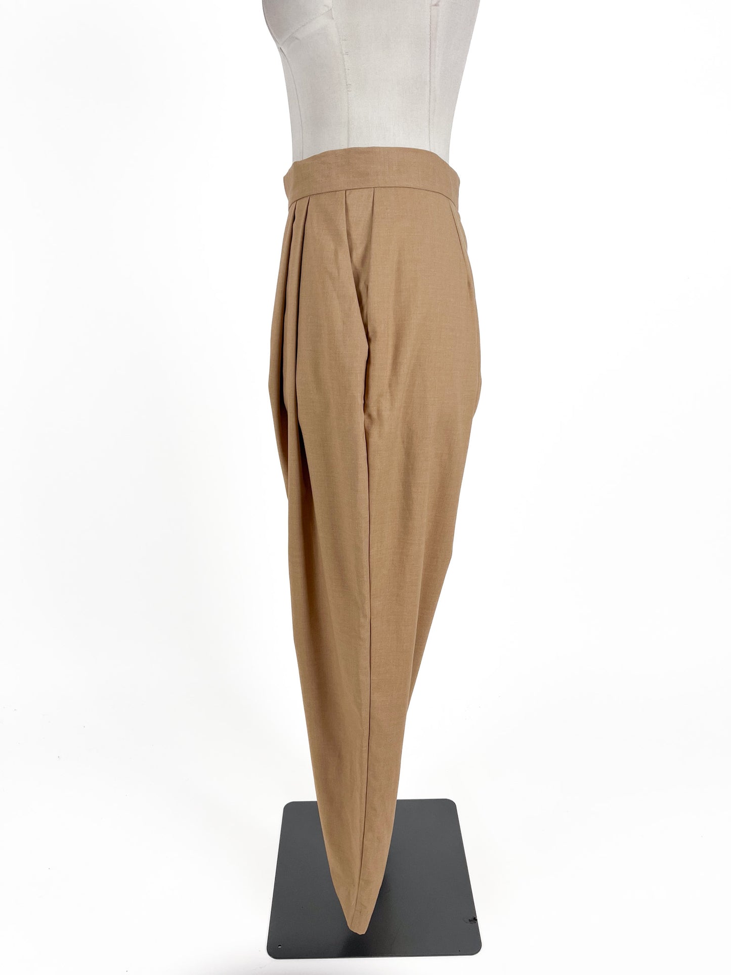 Liam | Beige High waisted Pleated Pants | Size 12