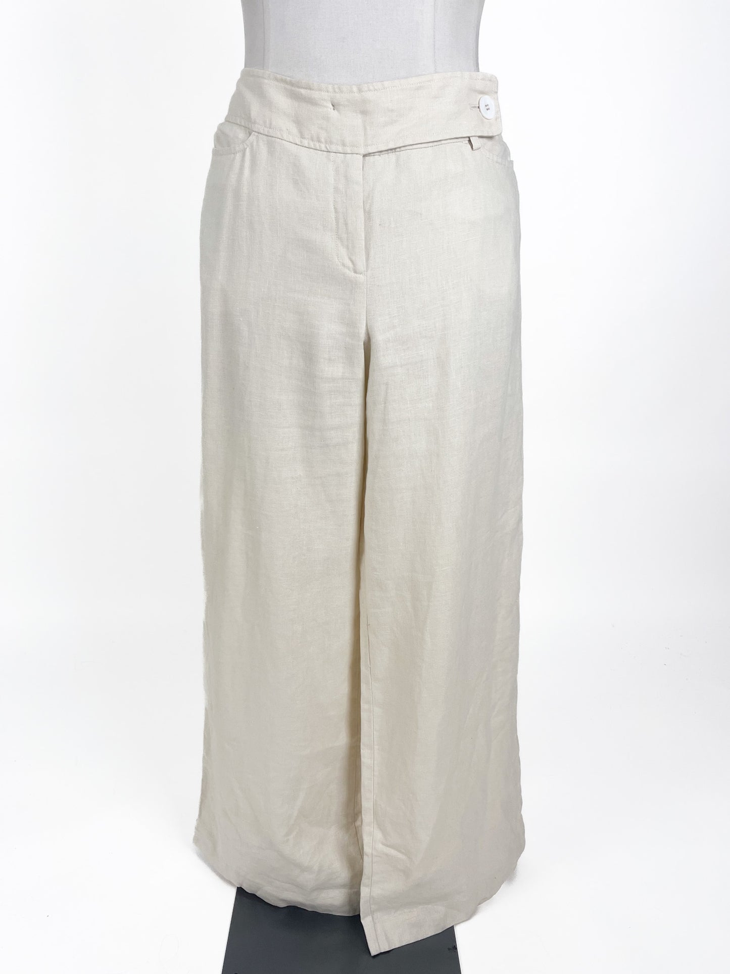 Monari | White Low waisted Wide leg Pants | Size XL
