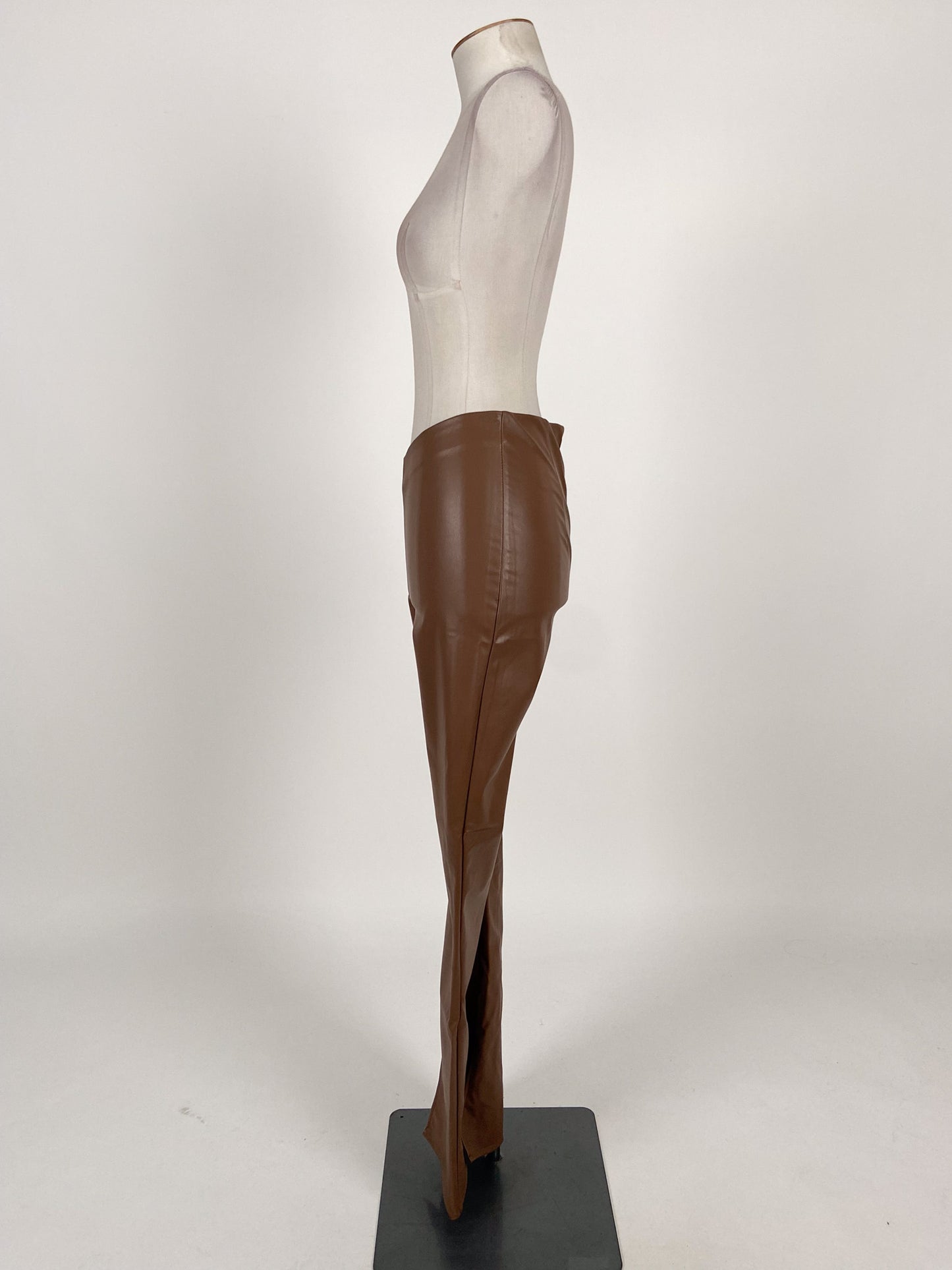 H&M | Brown Faux leather Straight fit Pants | Size 6