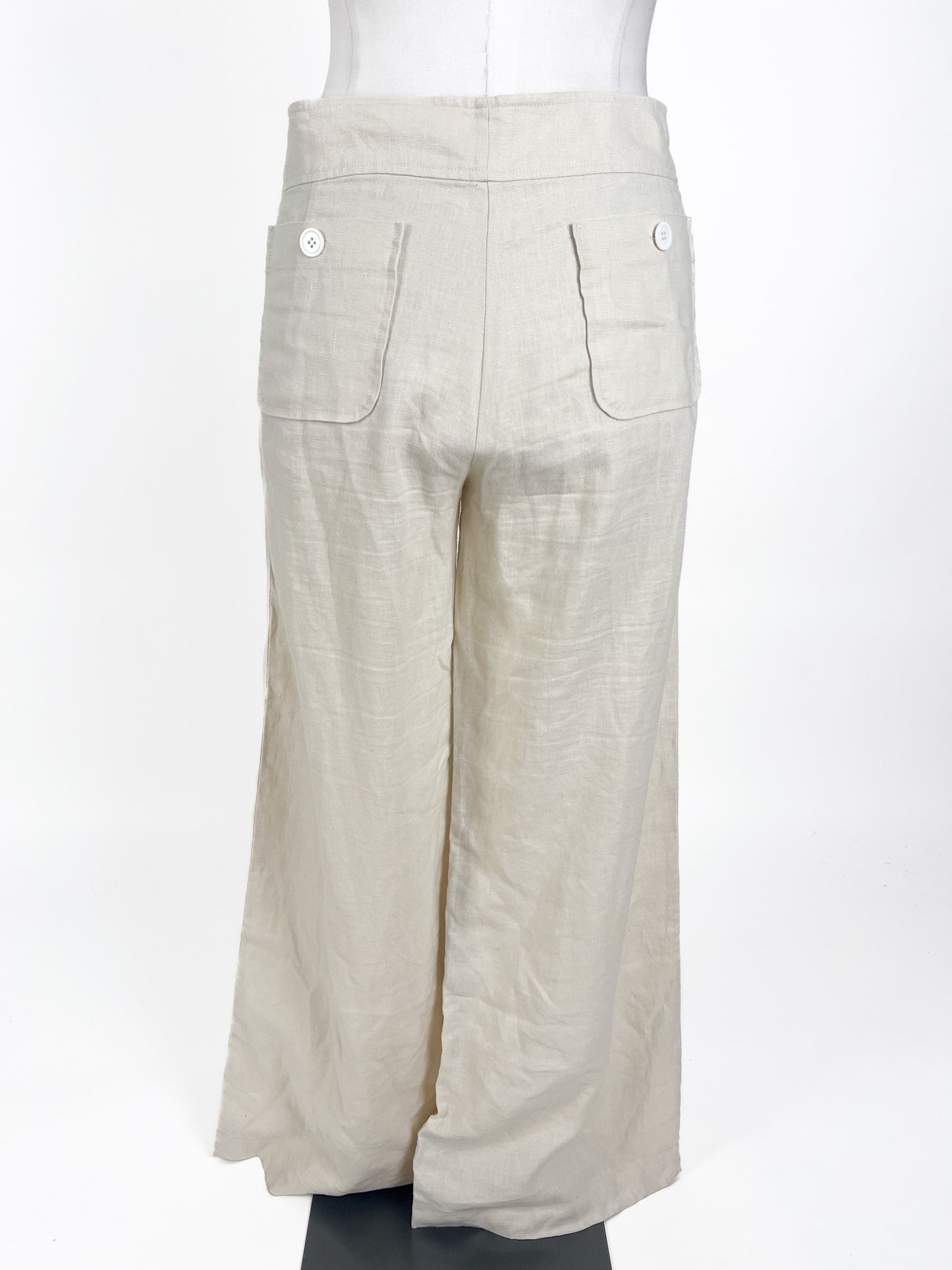 Monari | White Low waisted Wide leg Pants | Size XL