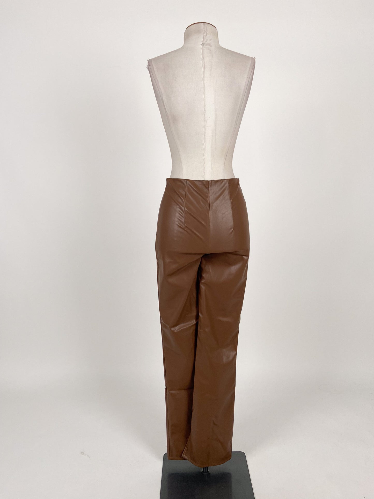 H&M | Brown Faux leather Straight fit Pants | Size 6