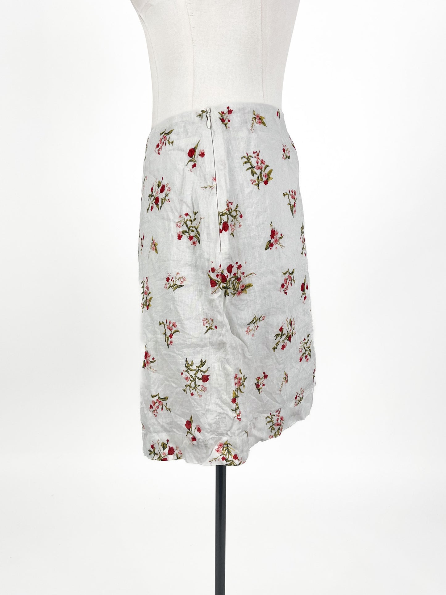Max - White Linen Skirt (Size 16)