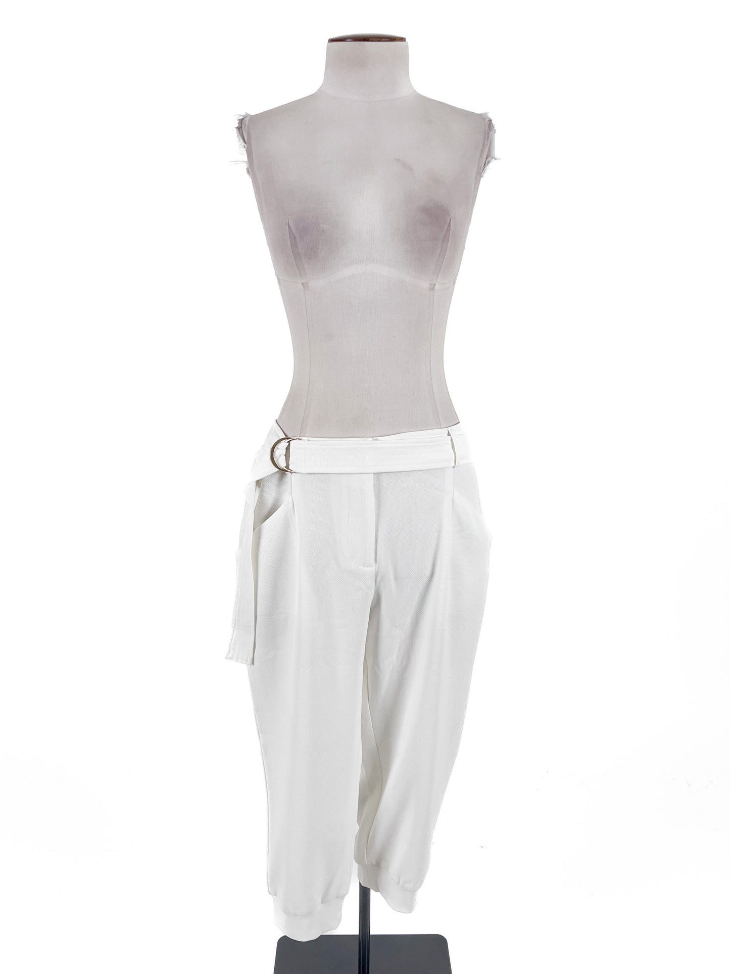 Stitch Ministry | White Cropped Straight fit Pants | Size 10