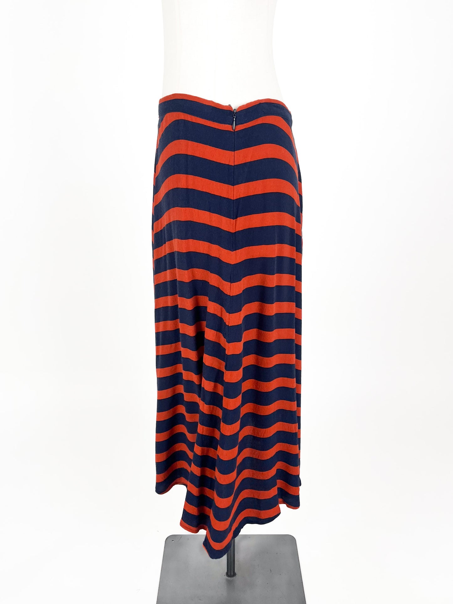 Marcs - Navy & Orange Midi Skirt (Size 10)