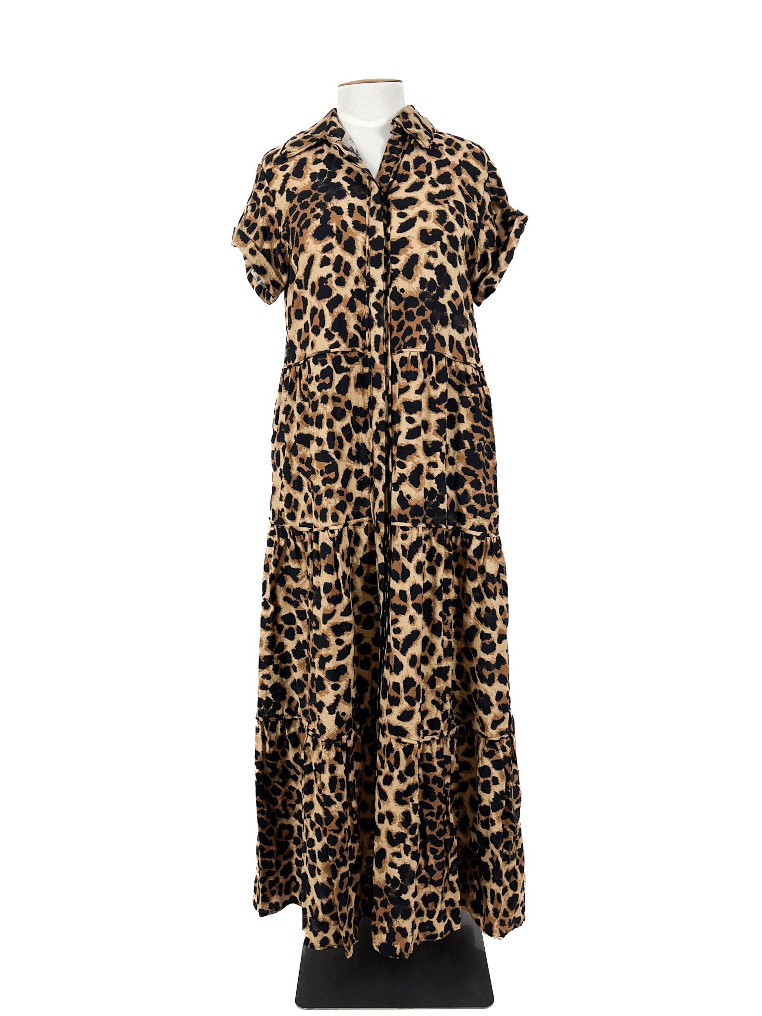 Decjuba - Beige & Black Maxi Dress (Size 14)