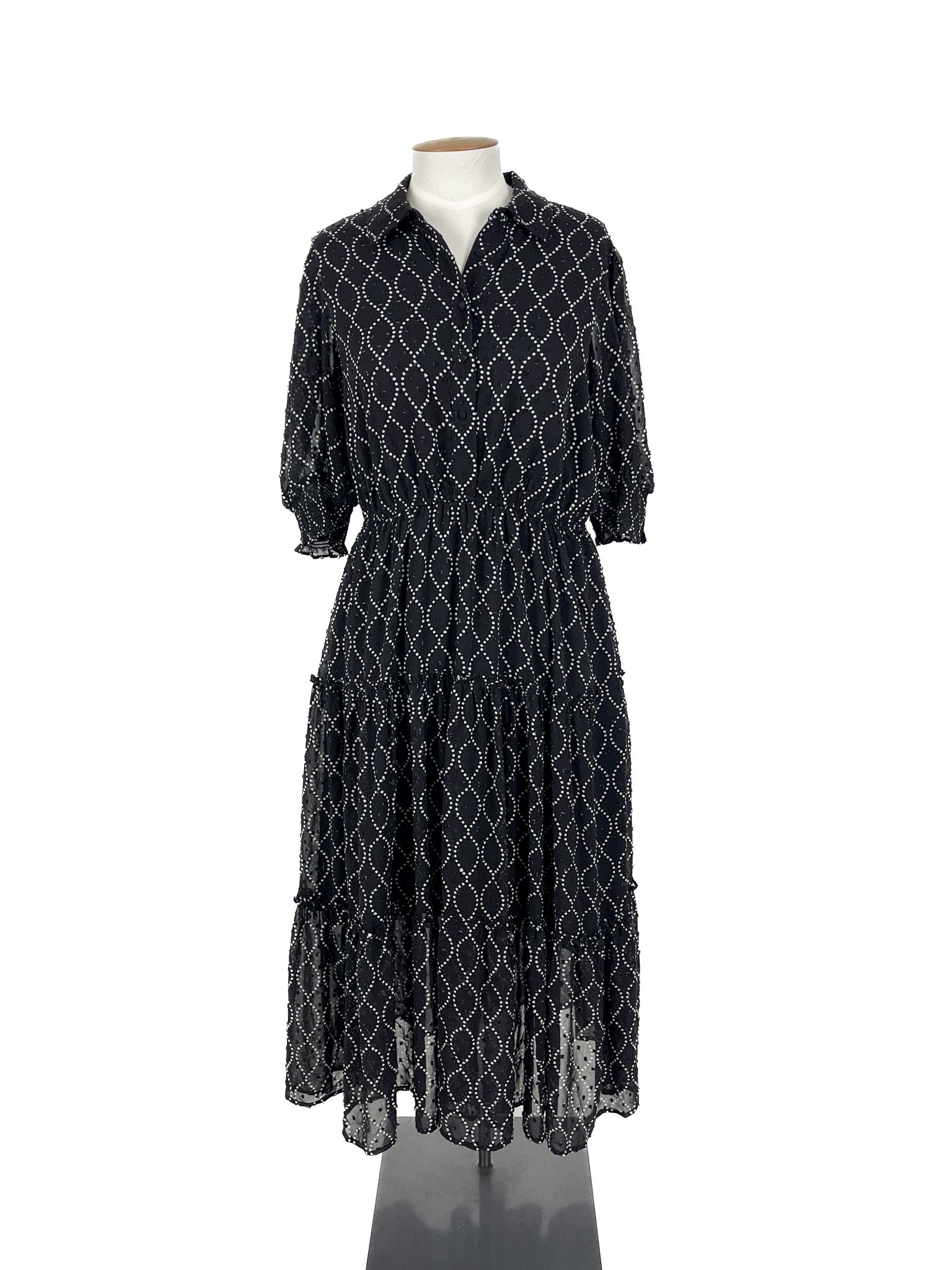 Decjuba - Black & White Maxi Dress (Size 14)