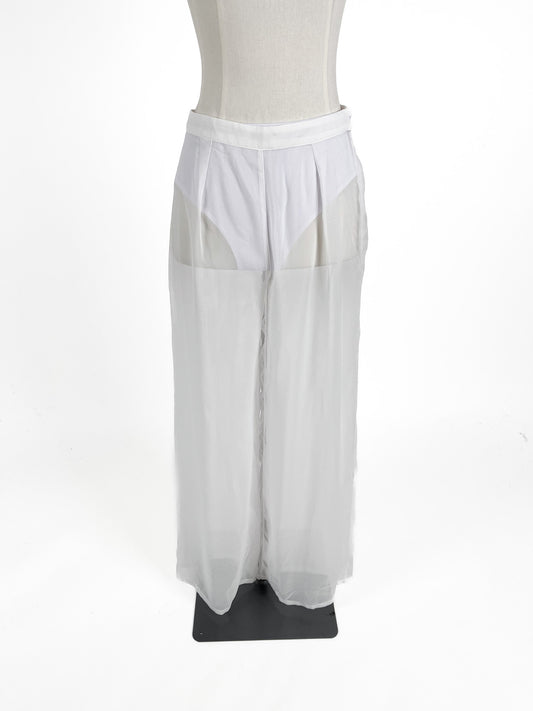 Meshki | White High waisted Wide leg Pants | Size S