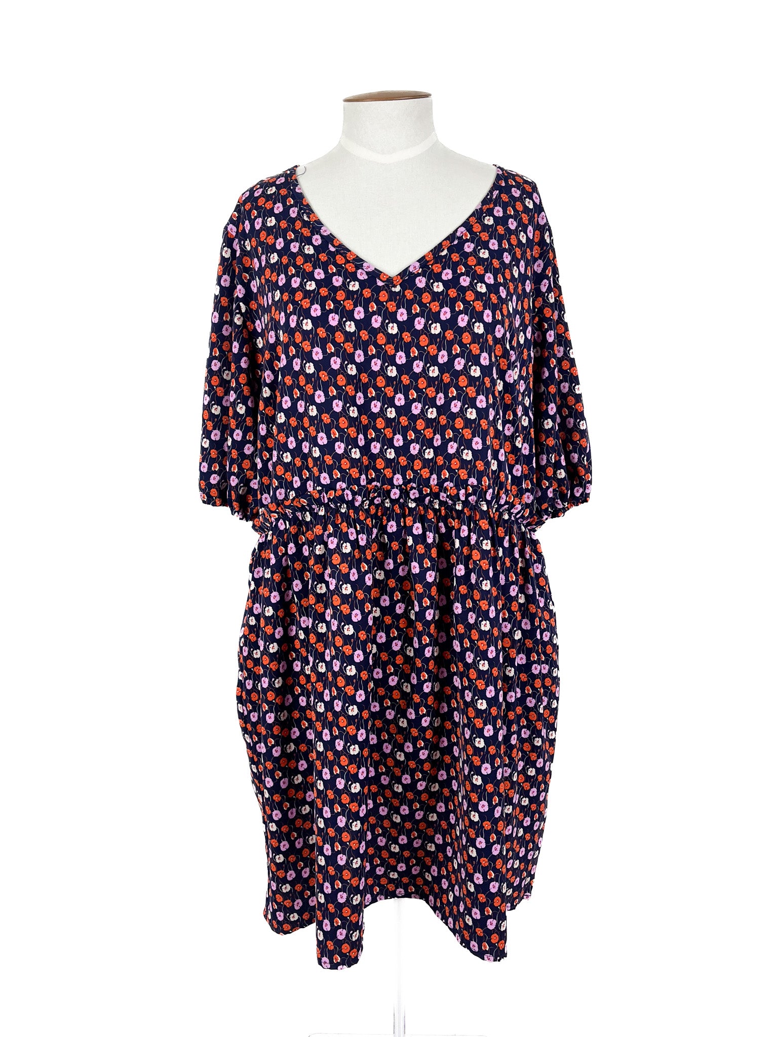 Ruby + Rain - Navy & Multicoloured Mini Dress (Size 20)