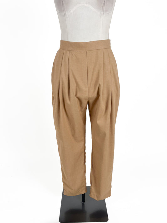 Liam | Beige High waisted Pleated Pants | Size 12