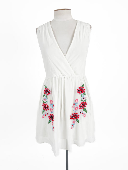 Oodji | White Casual/Cocktail Dress | Size 8