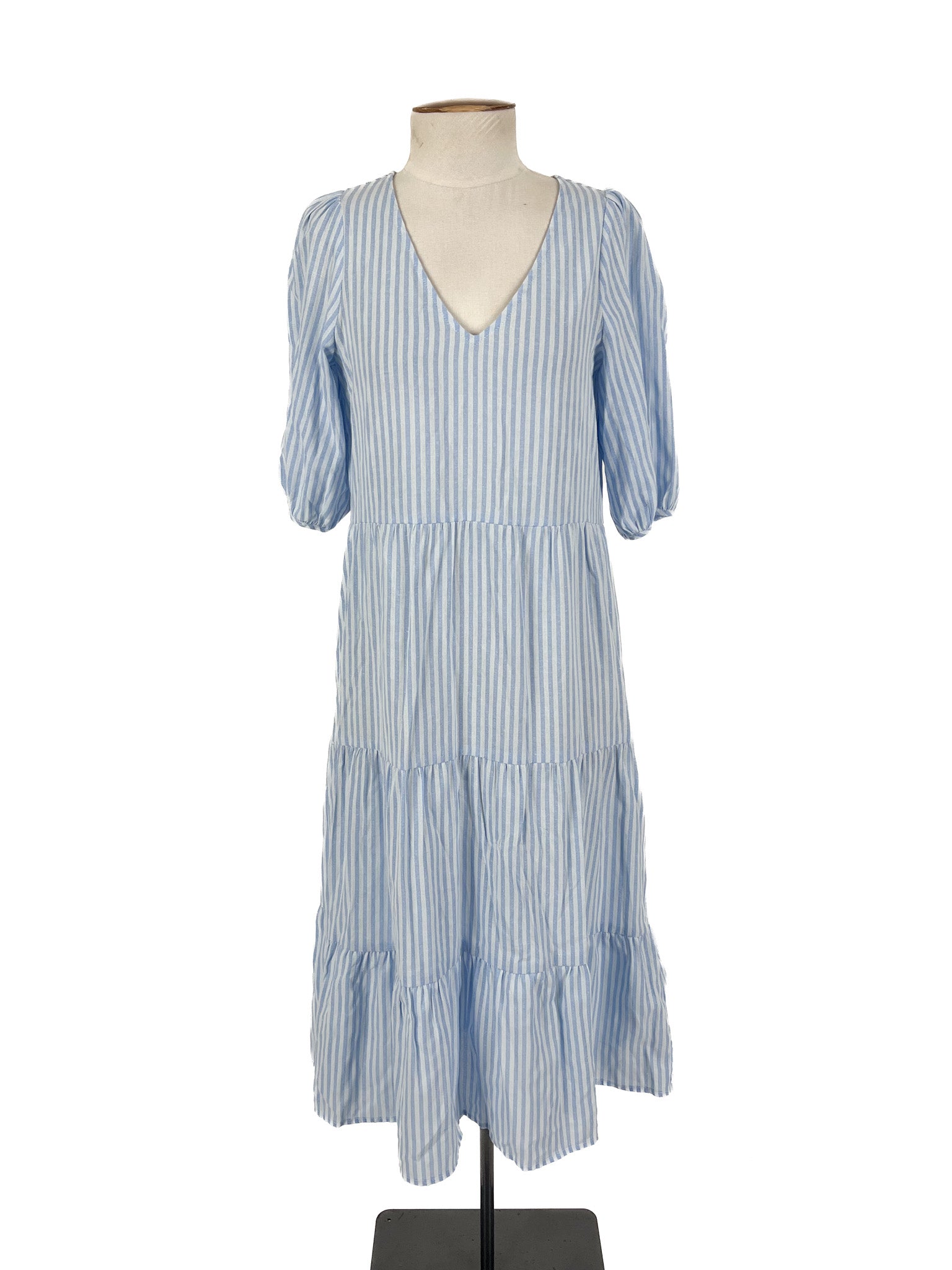 Shine On - Blue & White Midi Dress (Size 6)