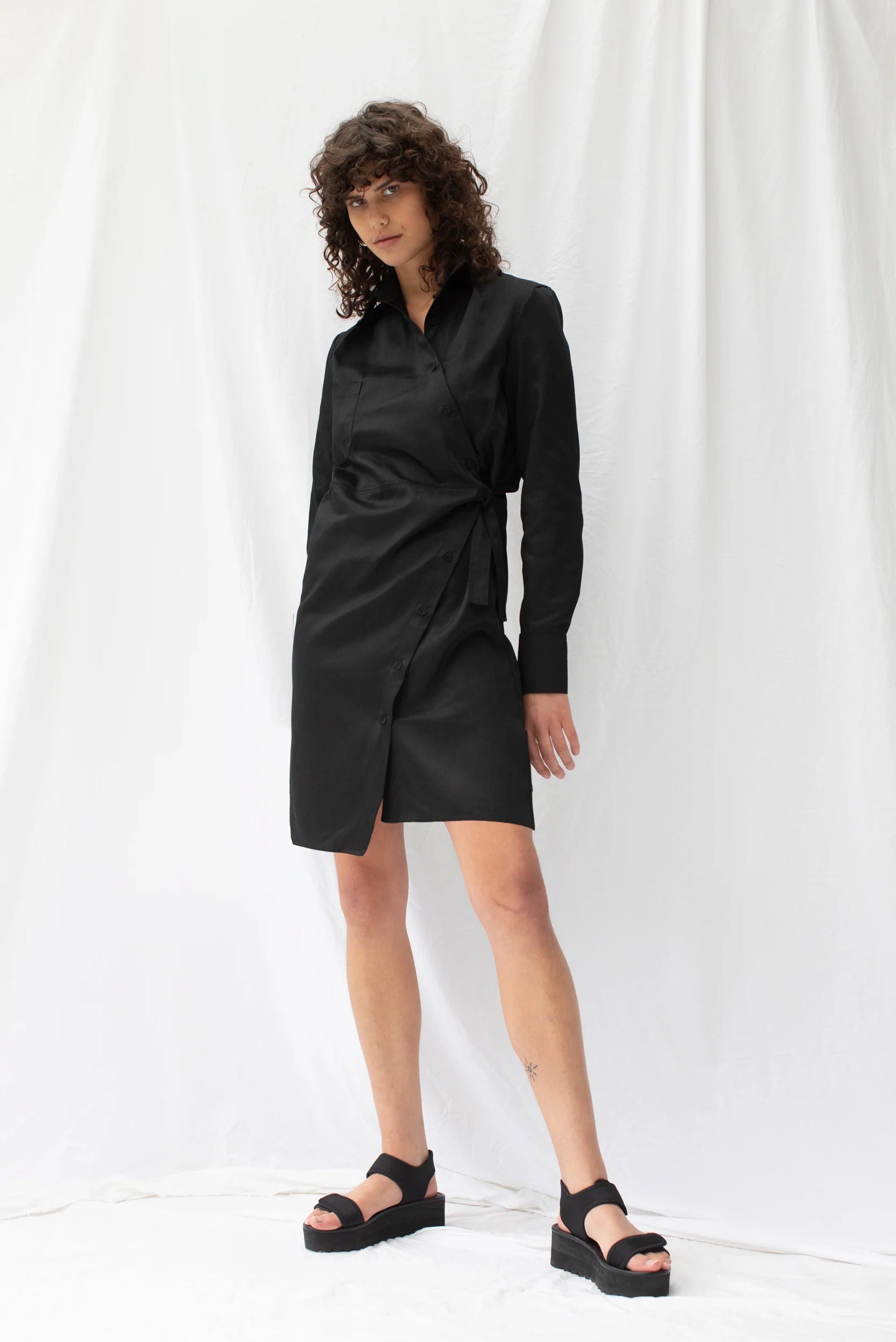 ReCreate Drift Shirt Dress Black | Size M