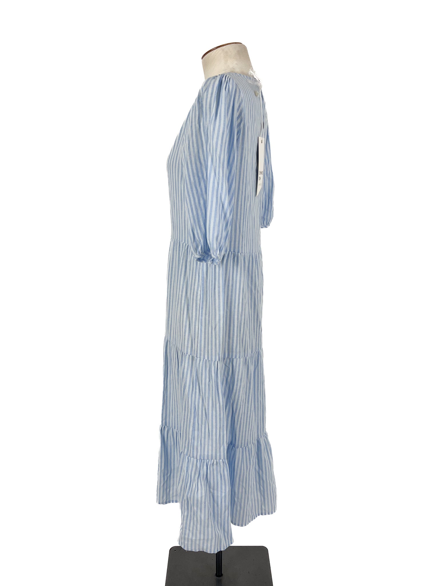 Shine On - Blue & White Midi Dress (Size 6)