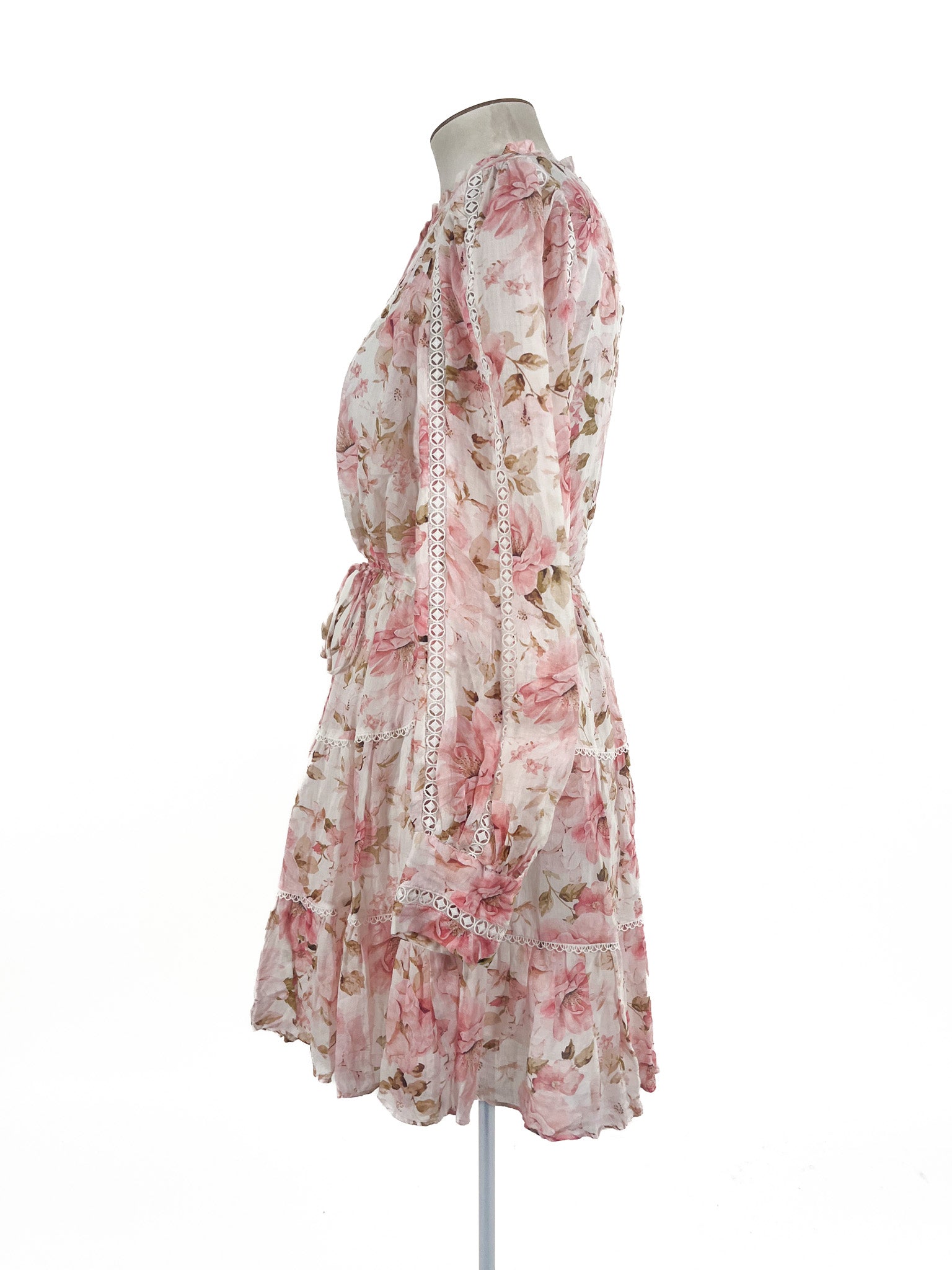 Forever New - Pink & White Mini Dress (Size 14)