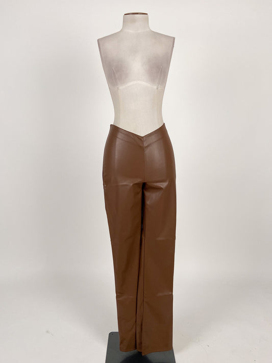 H&M | Brown Faux leather Straight fit Pants | Size 6