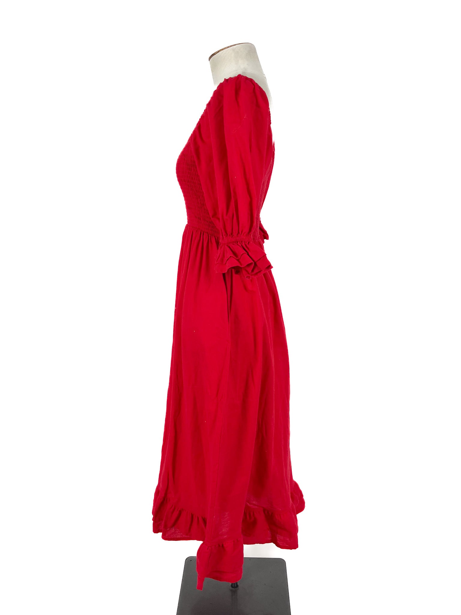 Linen Lux - Red Midi Dress (Size 8)