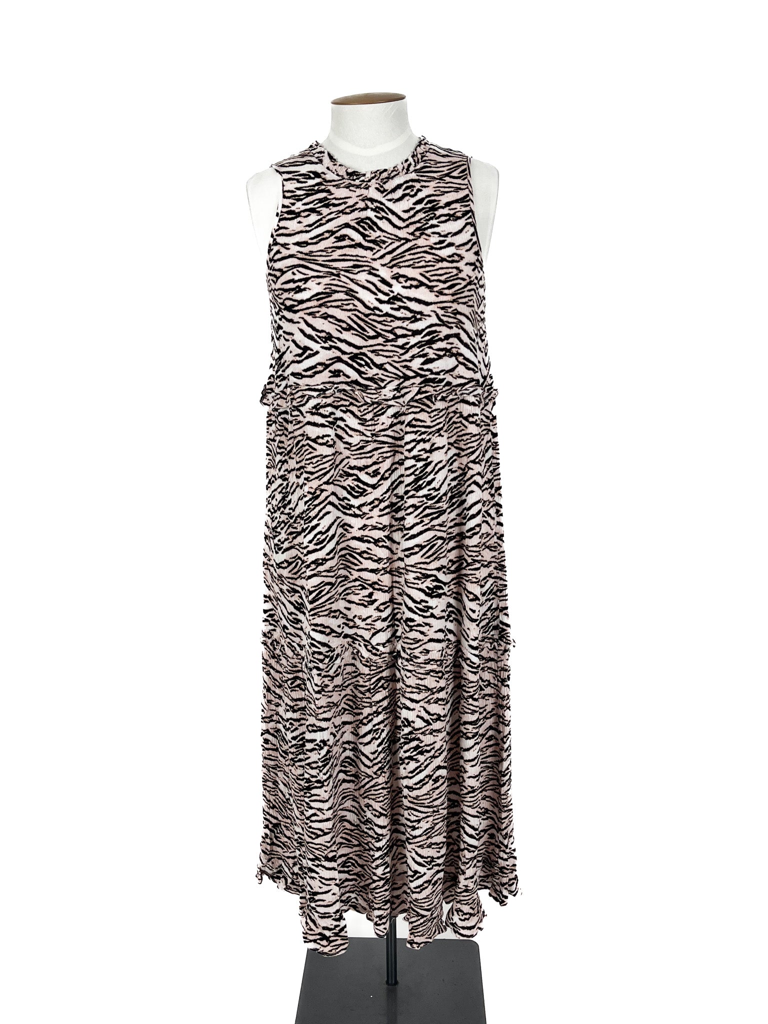 Decjuba - Beige & White Midi Dress (Size M)