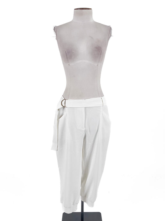 Stitch Ministry | White Cropped Straight fit Pants | Size 10