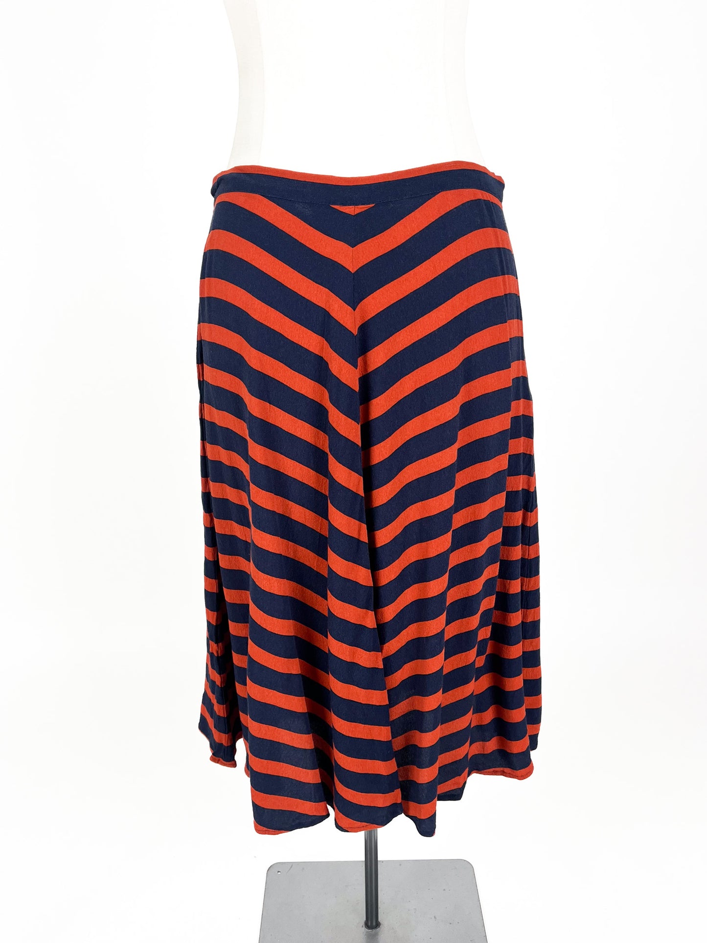 Marcs - Navy & Orange Midi Skirt (Size 10)