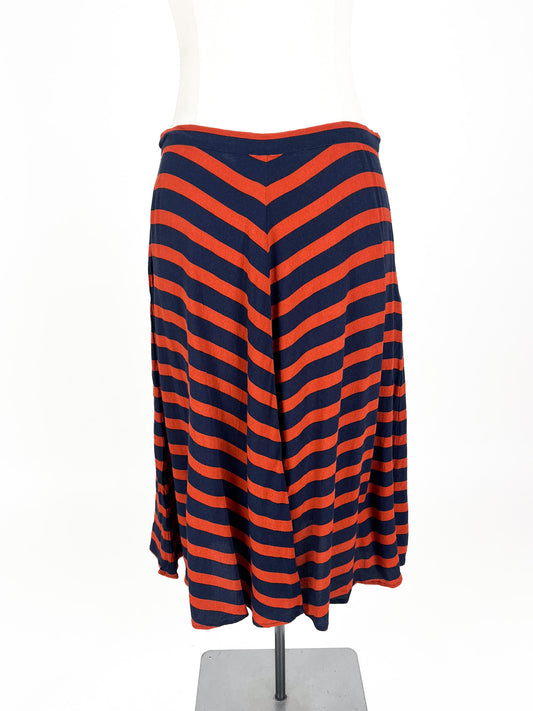 Marcs - Navy & Orange Midi Skirt (Size 10)
