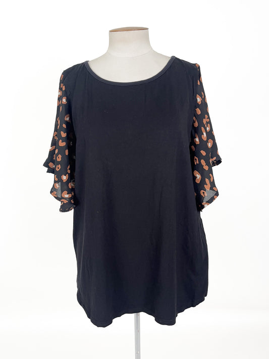 Ruby + Rain - Black & Brown Blouse (Size 18)