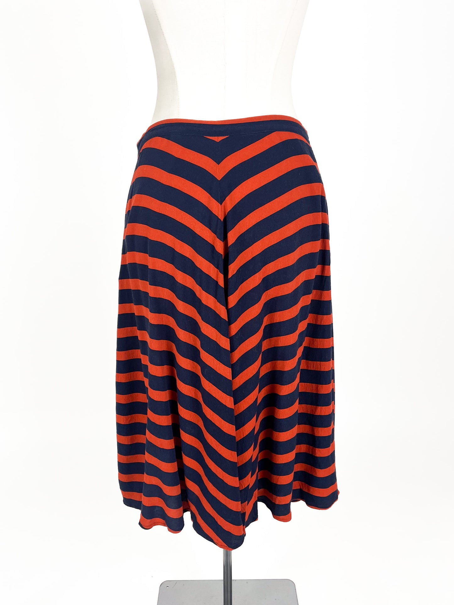Marcs - Navy & Orange Midi Skirt (Size 10)
