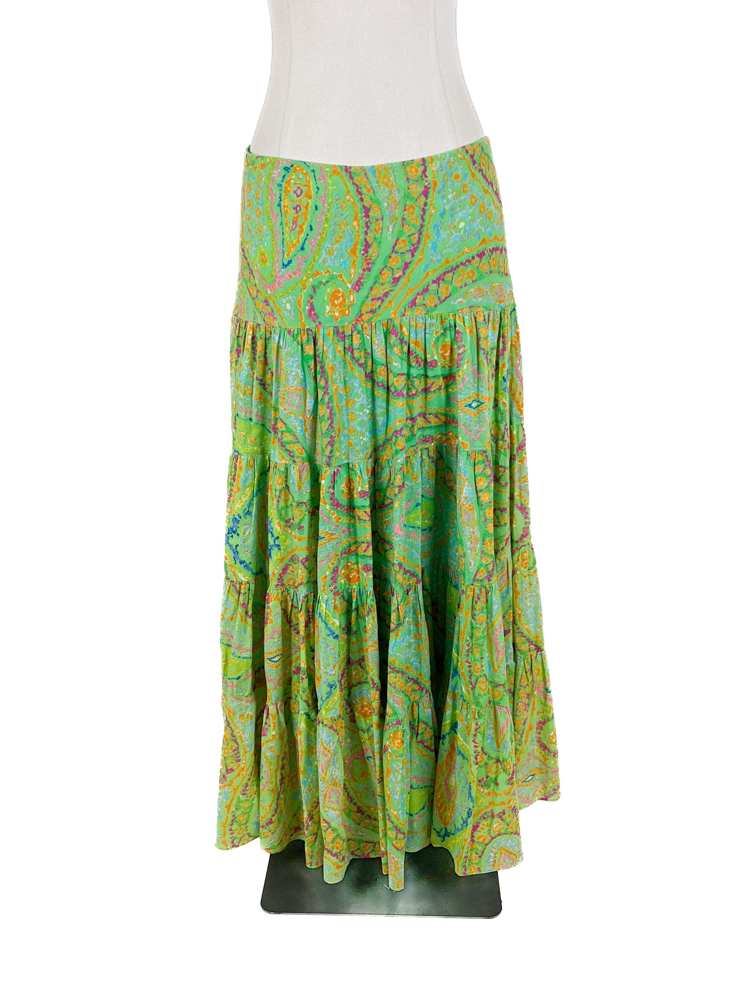 Ralph Lauren - Green & Multicoloured Maxi Skirt (Size XS)
