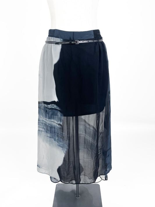River Island - Navy Midi Skirt (Size 8)