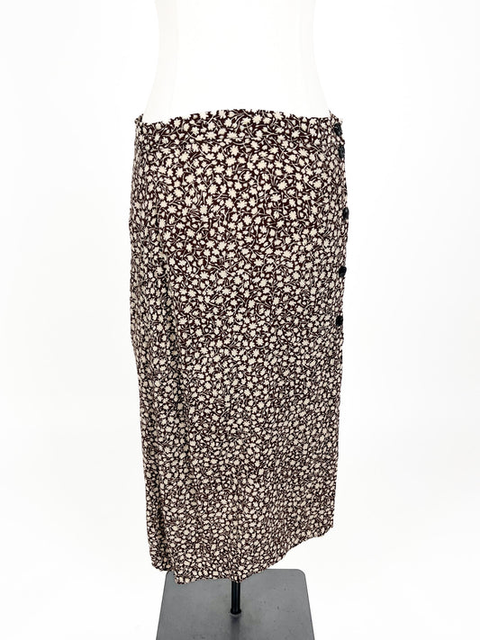 H&M - Brown Midi Skirt (Size 10)