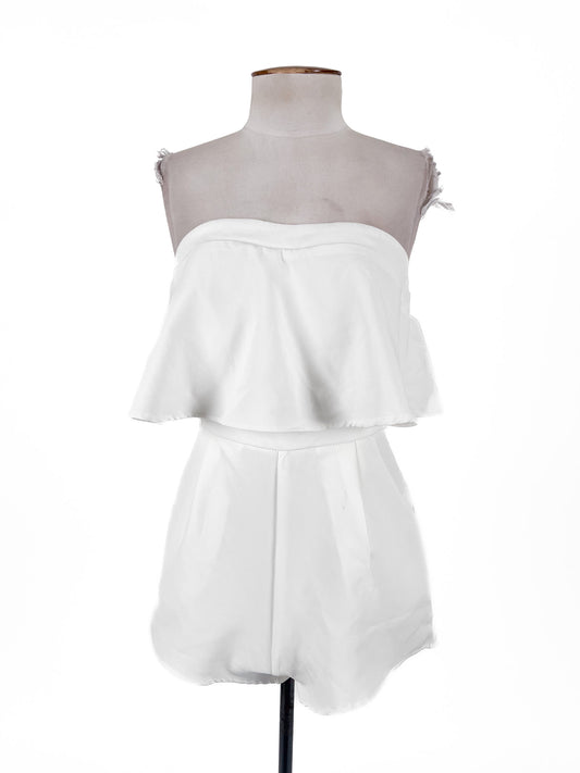 Simplee Apparel | White Casual/Cocktail Playsuit | Size S