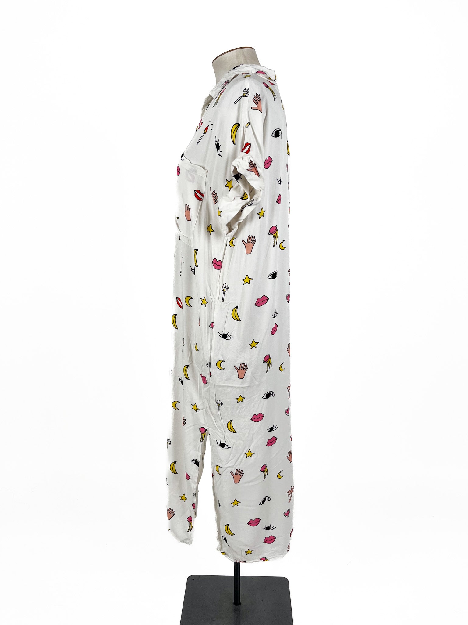 Monki - White & Multicoloured Maxi Dress (Size L)