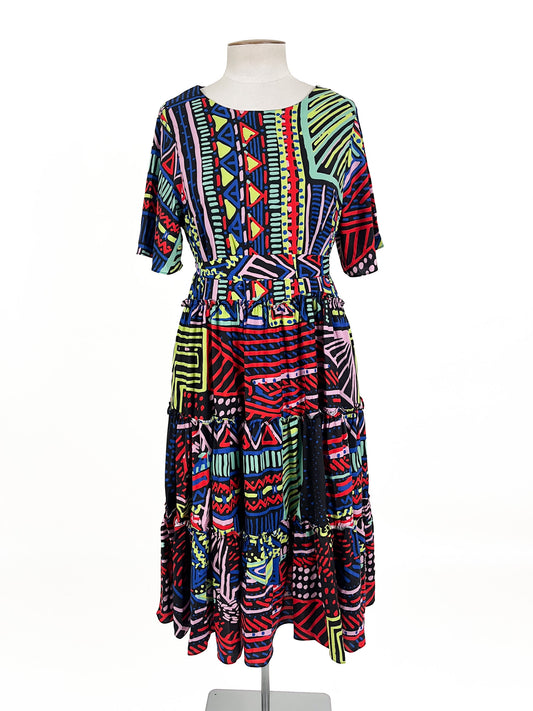 Friday Flamingo | Multicoloured Casual Dress | Size 12