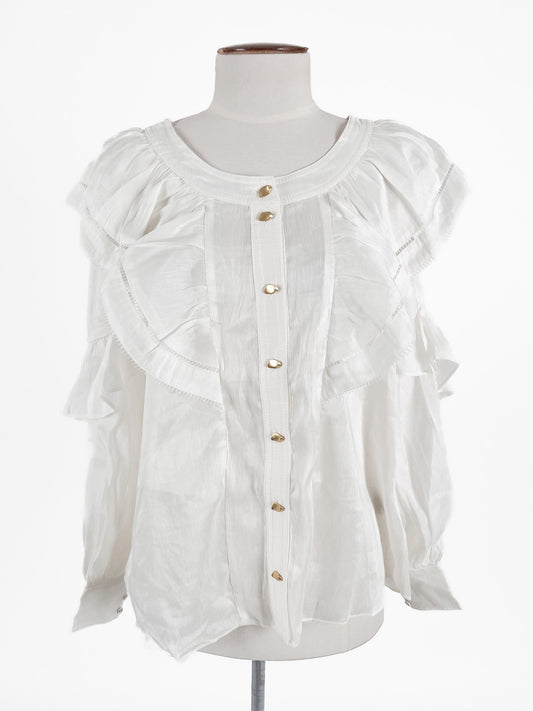 AJE | White Casual/Workwear Top | Size 8