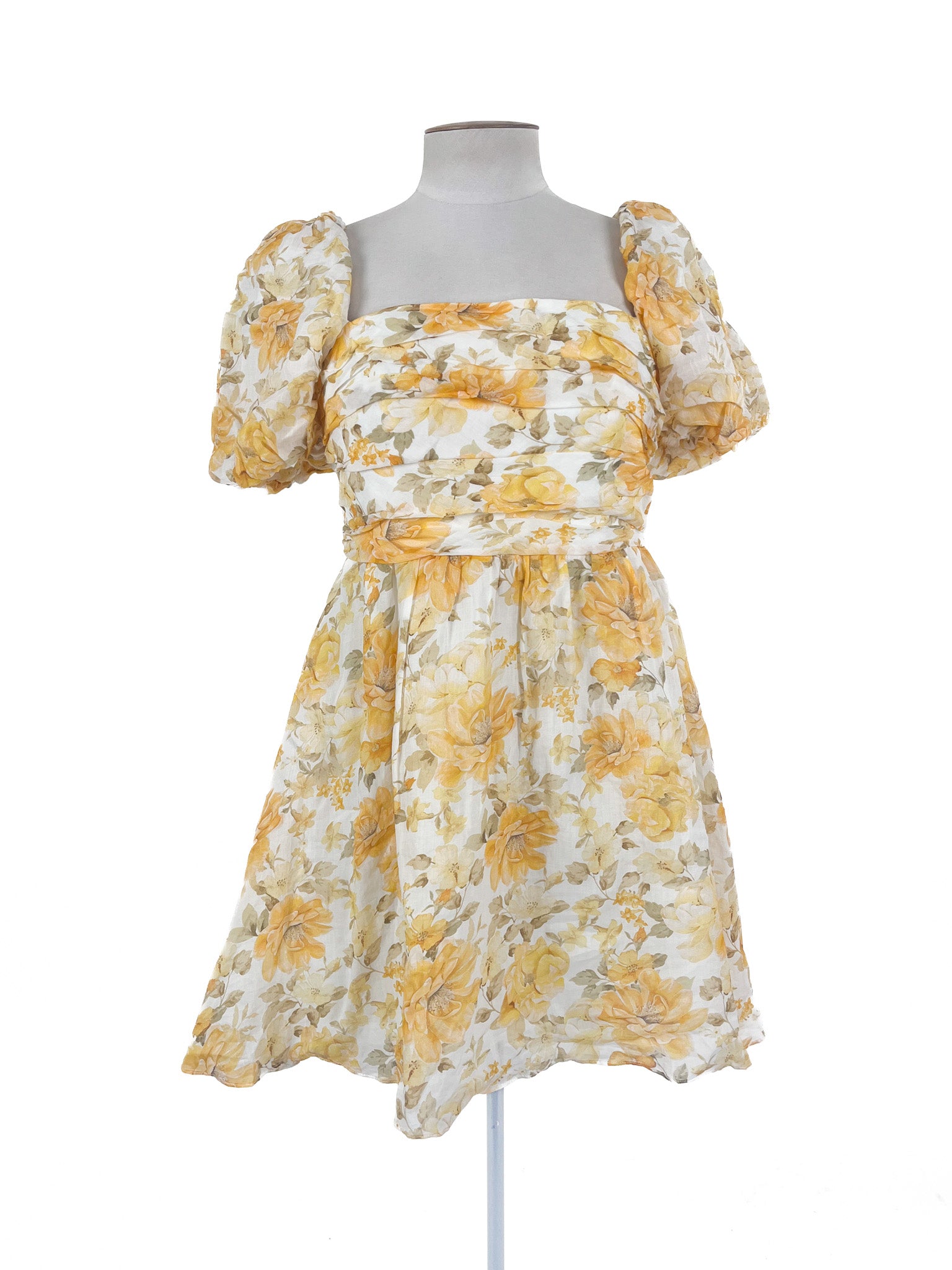 Forever New - Yellow & White Mini Dress (Size 12)