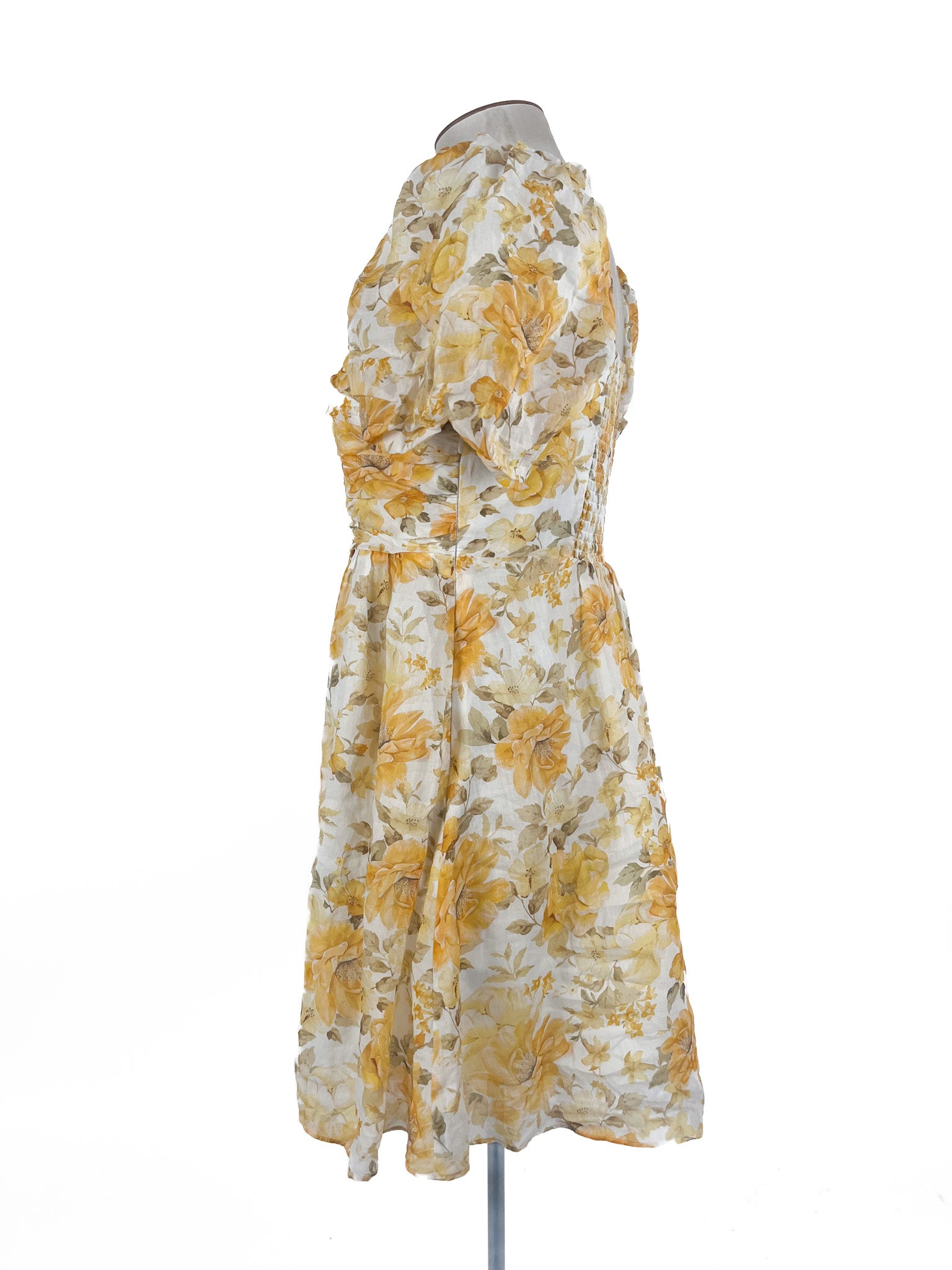 Forever New - Yellow & White Mini Dress (Size 12)