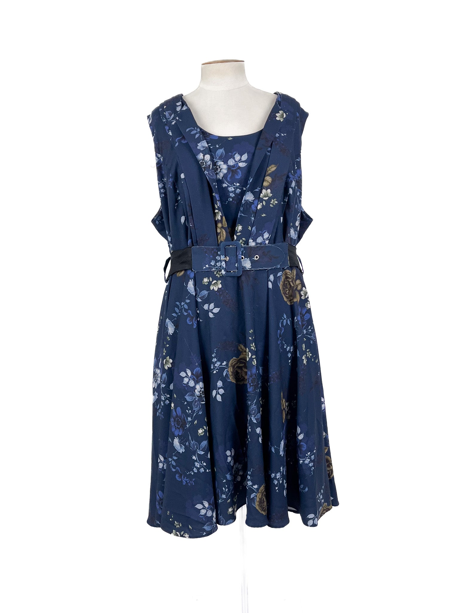 City Chic - Navy & Multicoloured Maxi Dress (Size 24)