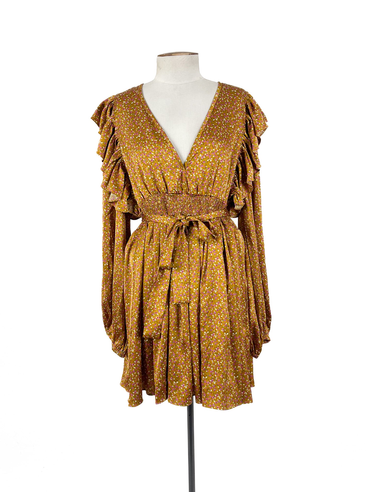 PIA - Yellow & Multicoloured Mini Dress (Size M)