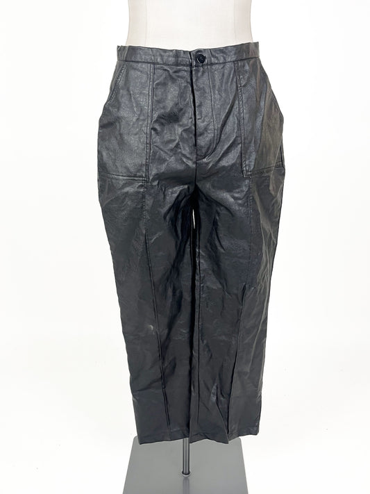 Princess Polly | Black Faux leather Straight fit Pants | Size 16